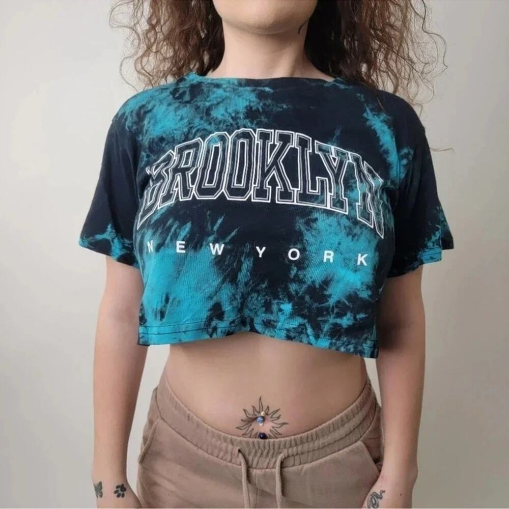 NWT Teal Tie-Dye Brooklyn Crop Top